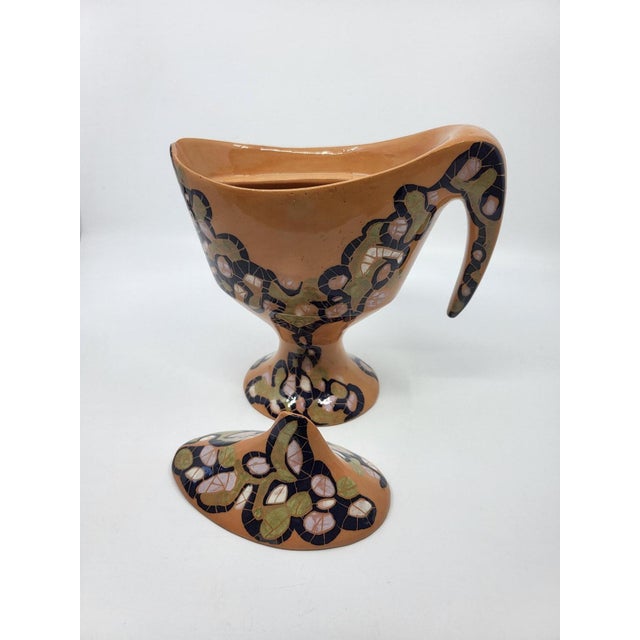 Mid-Century Modern Vintage Covered Bowl in Ceramic by Gabrielle Mackiewicz, France, 1960 For Sale - Image 3 of 14