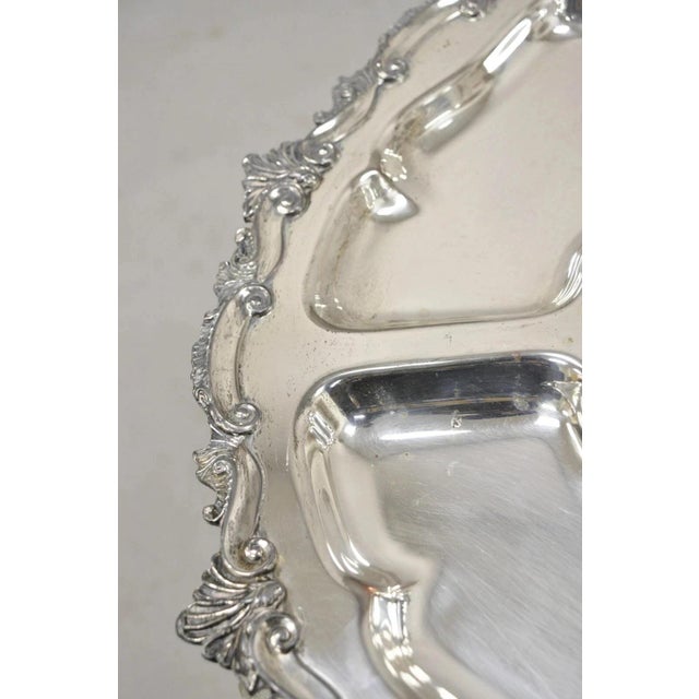 Silver Vintage English Victorian Silver Plated Revolving Vegetable Serving Platter Tray For Sale - Image 8 of 12