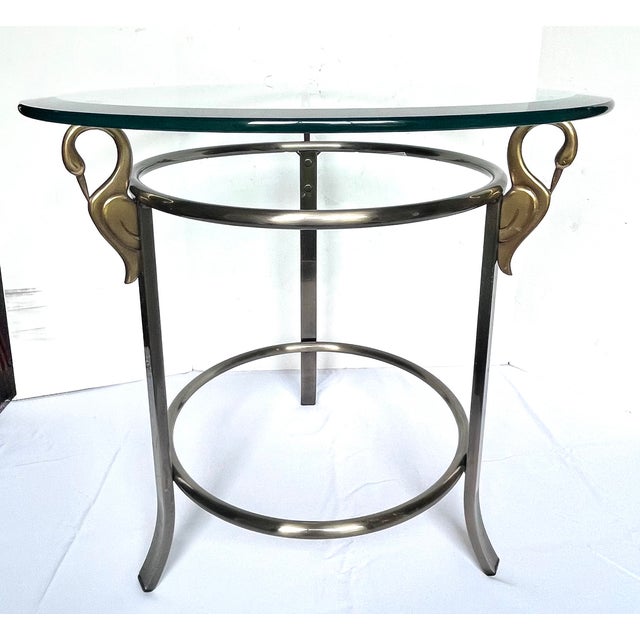 1980s 1980s Design Institute of America Beveled Glass Swan Accent Table For Sale - Image 5 of 16