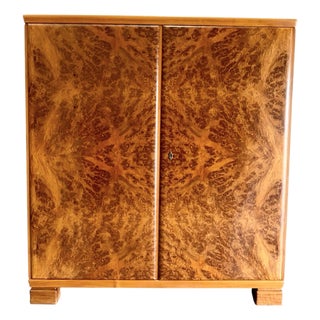 1930s European Art Deco Burlwood Gentleman’s Chest Cabinet For Sale