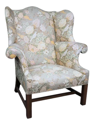 Benchmade Chippendale Style Upholstered Wing Chair