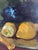 Large Vintage Original Floral Still Life Painting With Fruit For Sale - Image 6 of 18