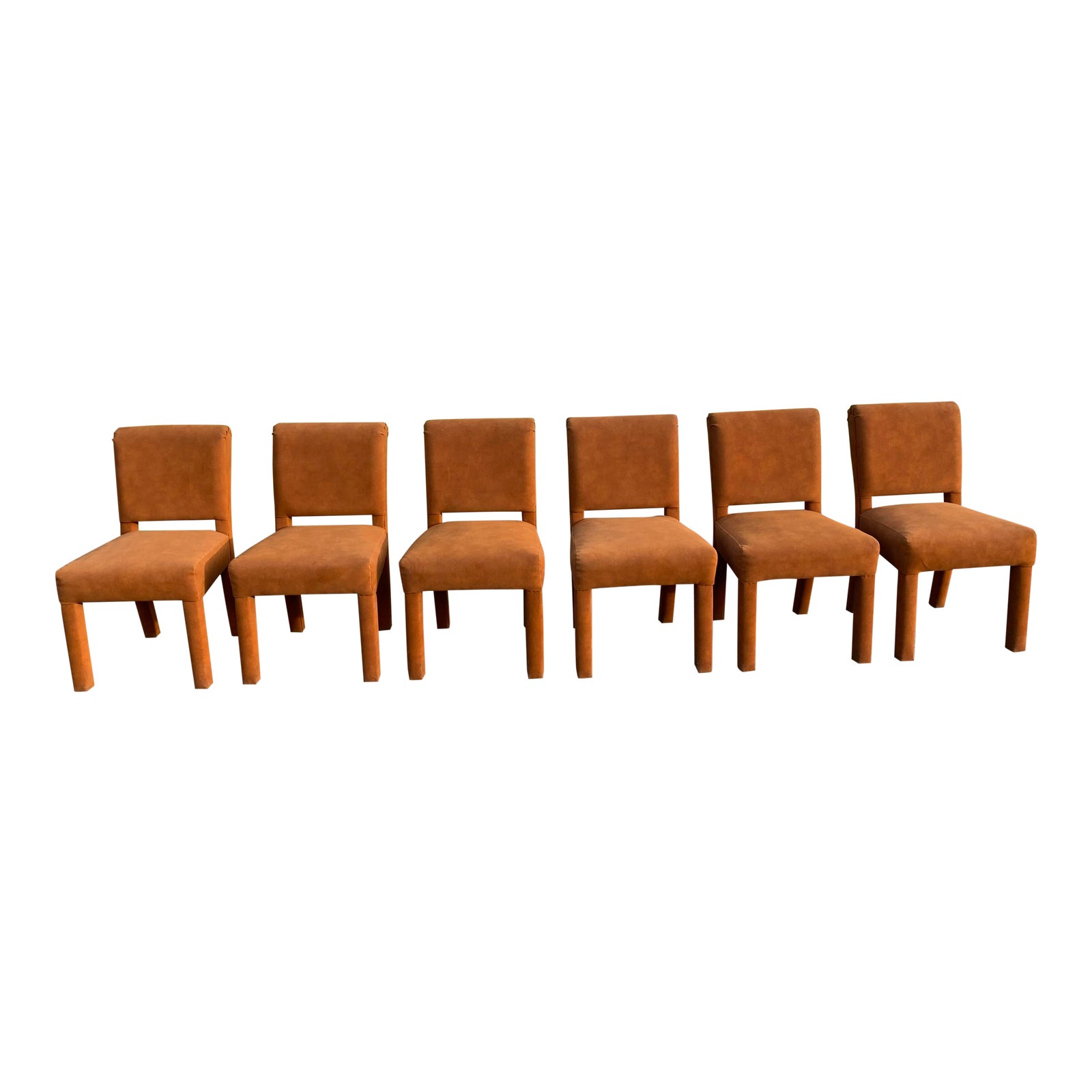 Milo Baughman Style Brown Suede Parson Chairs Chairish
