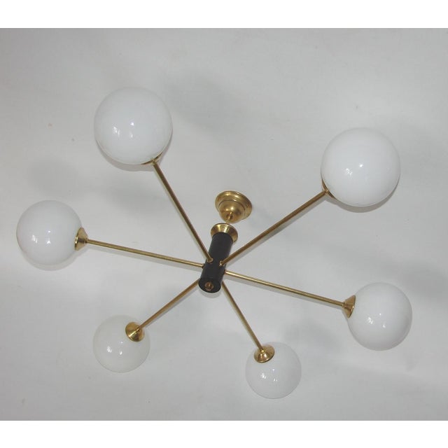 Vintage Chandelier in Brass, Glass and Metal by Stilnovo, 1960s For Sale - Image 6 of 9