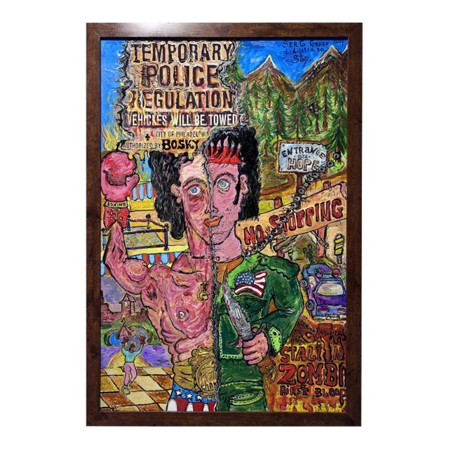 One-of-a-Kind Large Painting on Board by Serg Graff "Caricature". Coa Attached For Sale