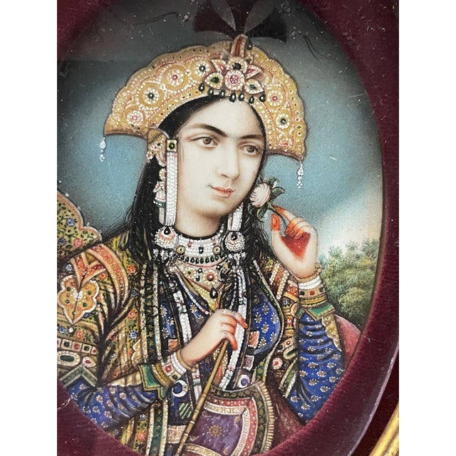 Mid 19th Century Indian School, 19th Century Framed Portrait of Mumtaz Mahal For Sale - Image 5 of 5