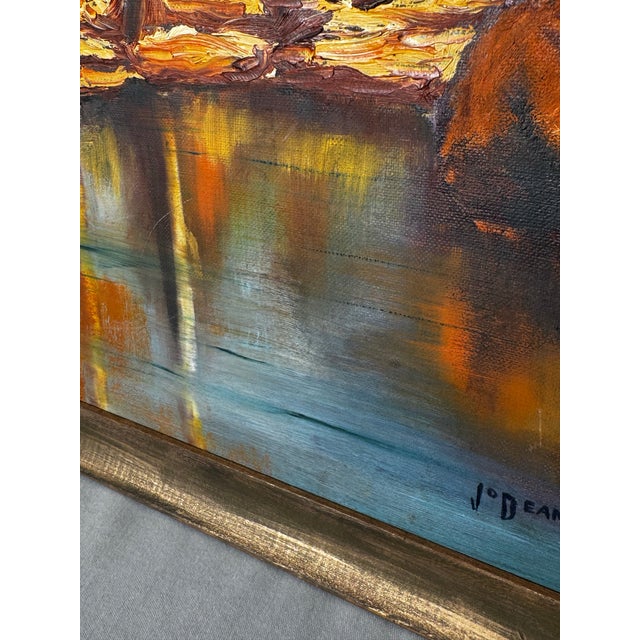 Vintage Mid Century Impressionist Fall Landscape Original Oil Framed Painting For Sale - Image 12 of 14