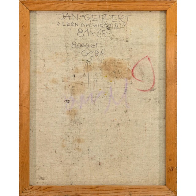 1960s Jan Geppert Lesn Opowies II Signed Modernist Abstract Oil Painting Canvas 1960s For Sale - Image 5 of 7