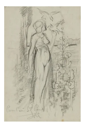 Eden - Original pencil drawing by Max Théron - Early 1900 Early 20th Century