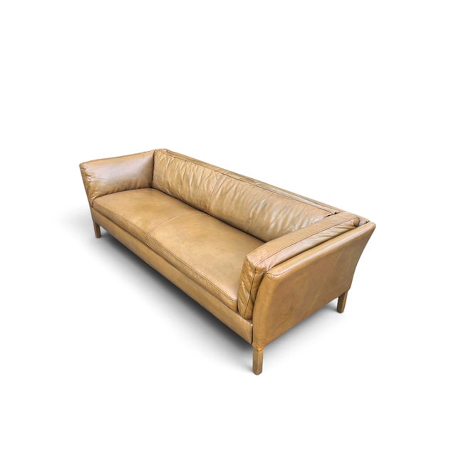 Restoration Hardware Sorensen Sofa in Caramel Tan Leather Wit Beautiful Patina For Sale - Image 12 of 12