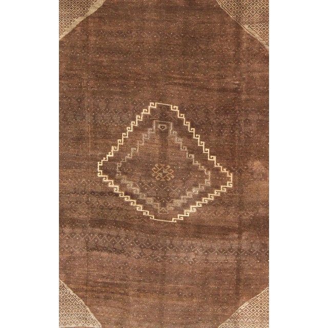 Mid 20th Century Vintage Turkish Kars Rug With a Modern Design in Shades of Brown and Ivory For Sale - Image 5 of 11