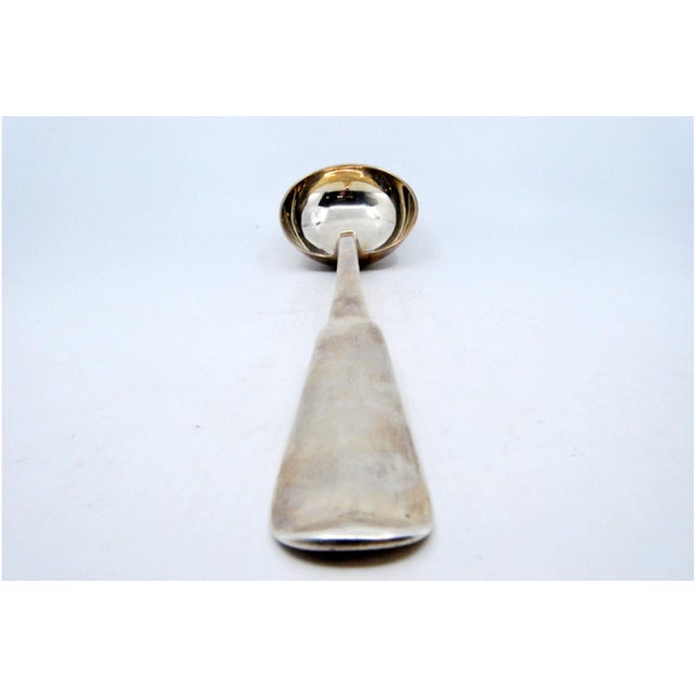 Smooth Silver Soup Ladle with Grooves on the Handle For Sale - Image 6 of 7