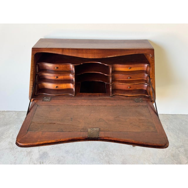 Antique French Louis XV-Style Inlaid Drop-Front Secretary Desk For Sale - Image 4 of 12