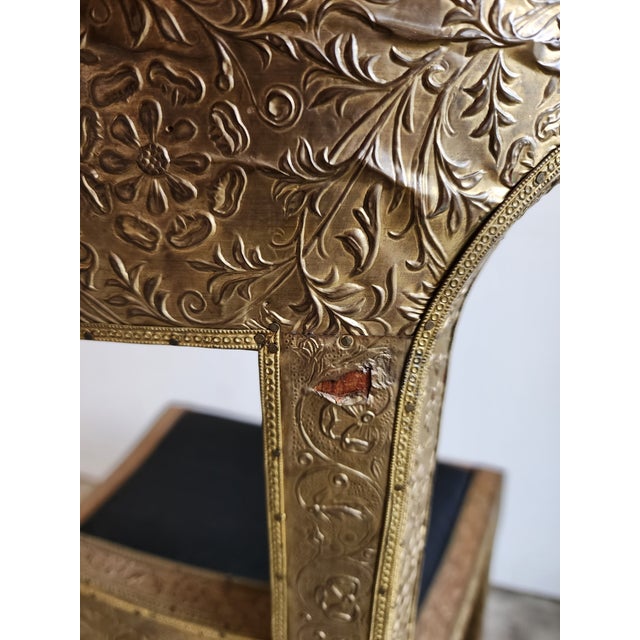 Vintage Regency Anglo-Indian Ram's Head Brass-Clad Wedding Side Chair For Sale - Image 17 of 18