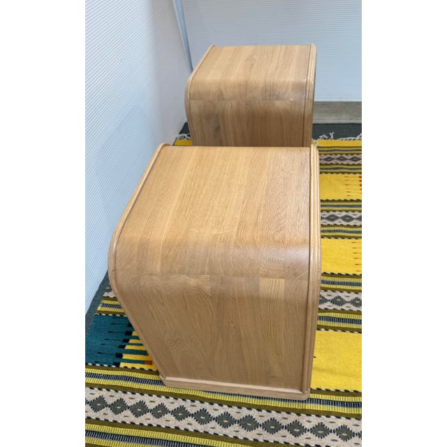 Häti Home Waterfall Oak Nightstands, Pair For Sale - Image 11 of 14