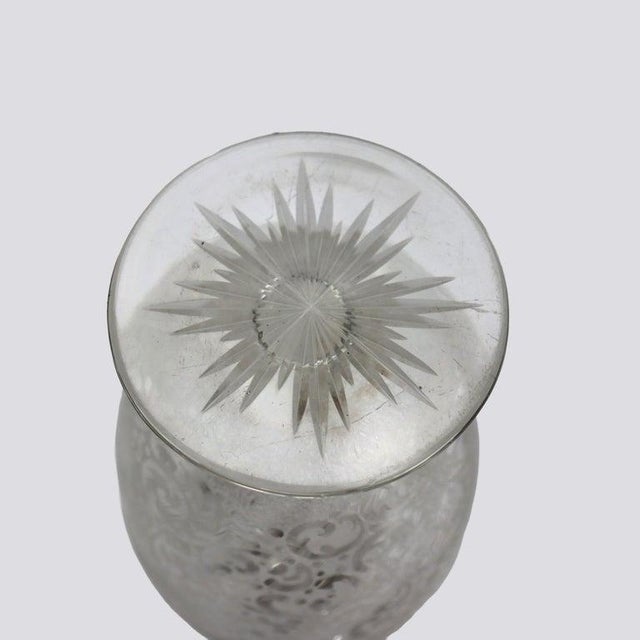 Silver Antique Floral Etched Glass Decanter With Sterling Silver Neck C1900 For Sale - Image 8 of 8