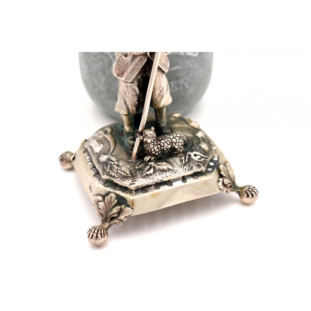 Silver Toothpick Holder with Shepherd Figure For Sale - Image 4 of 6