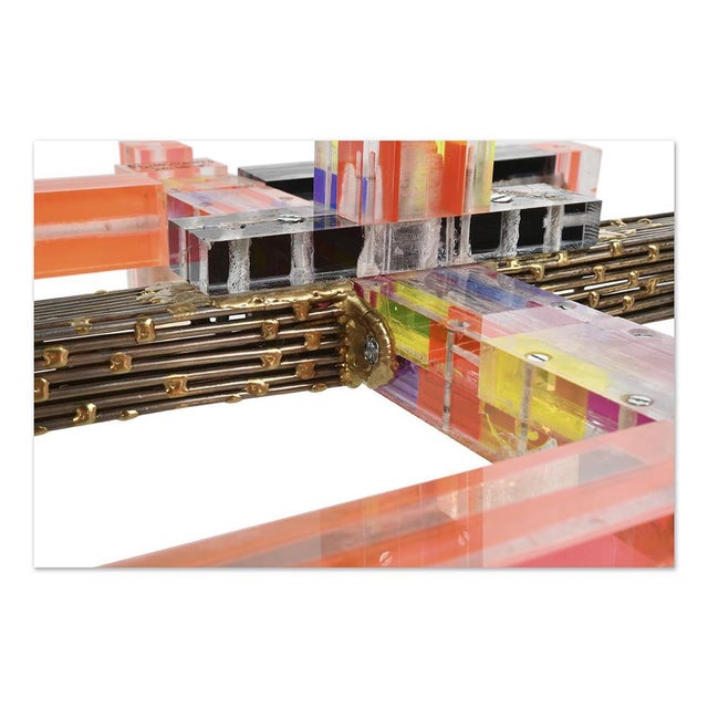 1970s Resin and Brass Chandelier by Henri Fernandez For Sale - Image 5 of 7