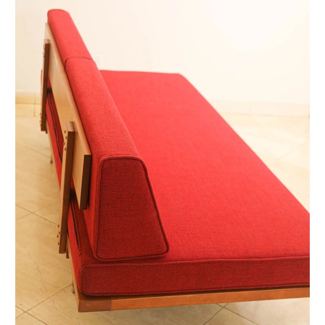 Mid Century Modern Style Classic Daybed With Red Upholestry For Sale - Image 9 of 12