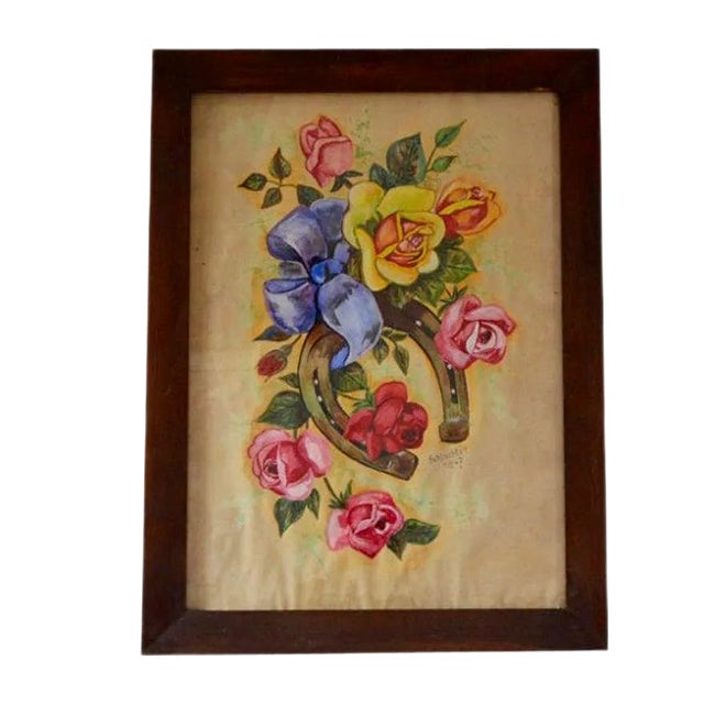 Painting on Paper, Signed Schlachter, 1947 For Sale