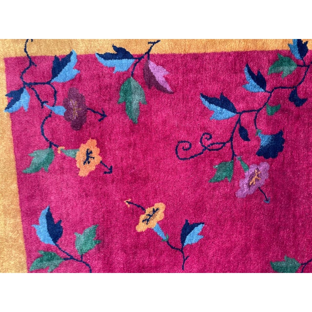 Purple Early 20th Century Antique Art Deco Chinese Rug Flower Lovers 3'1" X 4'10" #17451 C-1920's For Sale - Image 8 of 11