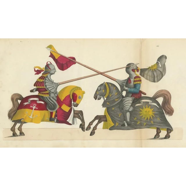 Paper Two Knights Jousting in Vibrant Heraldic Colours, 1842, Paper For Sale - Image 7 of 8