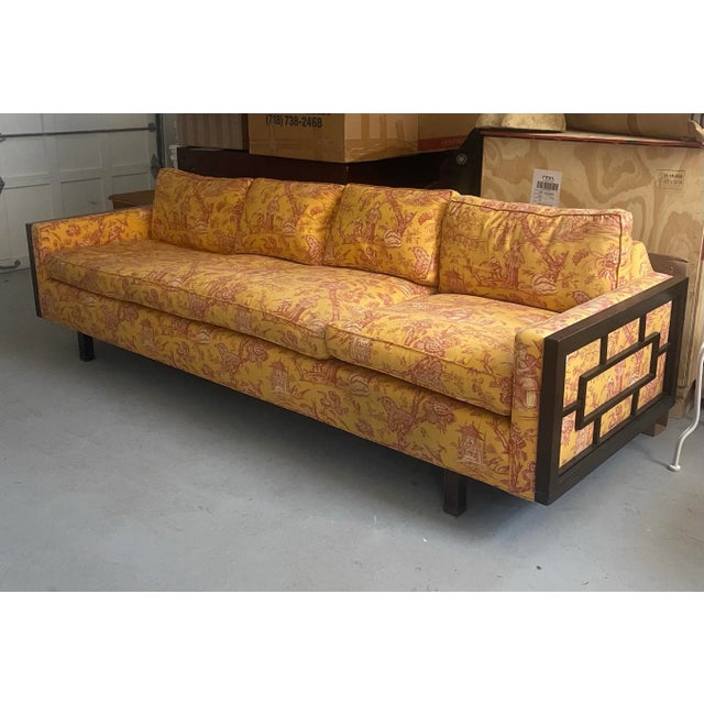 This sofa is a show stopper. At 96.5” length it’s a real statement. Low sleek lines with wood lattice siding and matching...