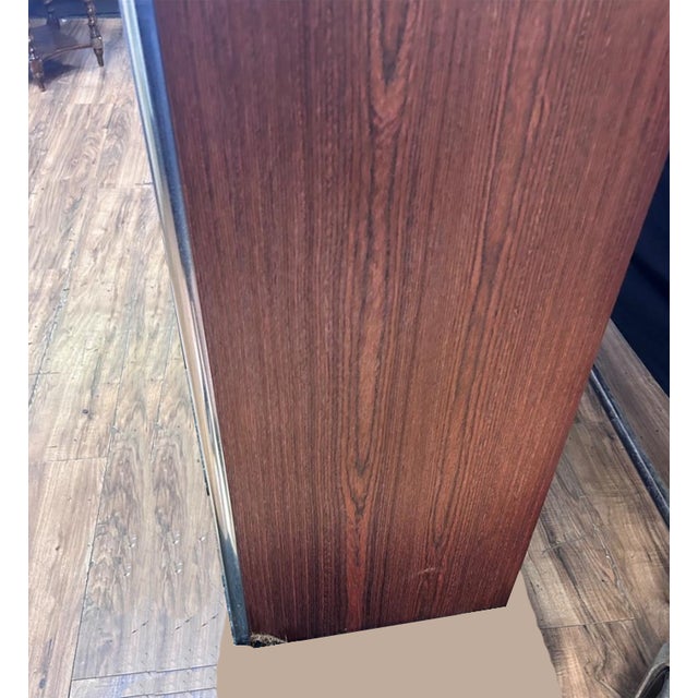 Vintage Mid Century Modern Three Bay Bookcase Wall Unit W Glass Cabinet Doors For Sale - Image 9 of 17