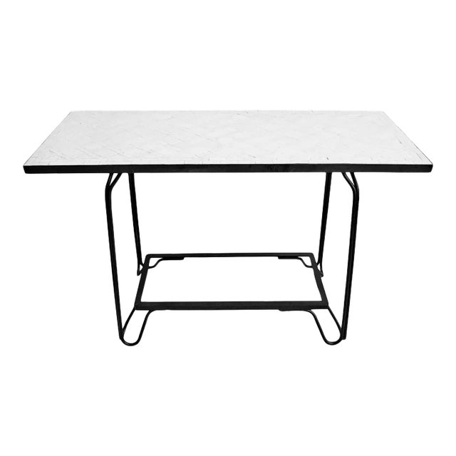 Skyla White Mosaic & Iron Console Table For Sale