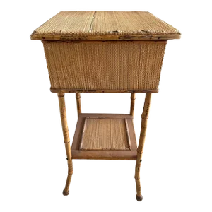 Antique English Bamboo Side Table/Sewing Box