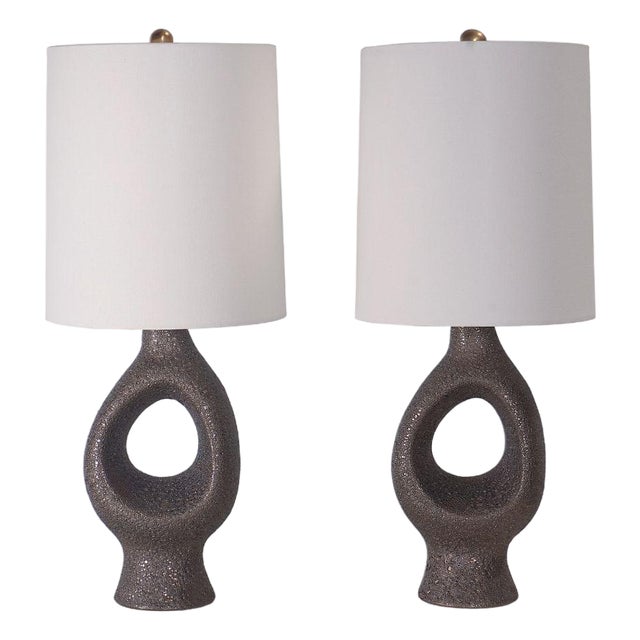 Aerin Capra Medium Table Lamps Chalk Burnt Gold, Pair Of For Sale