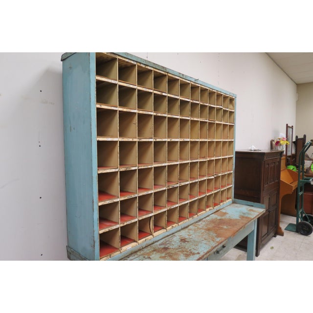 Vintage Mid Century Post Office Metal Postal Sorting Table, Sorting