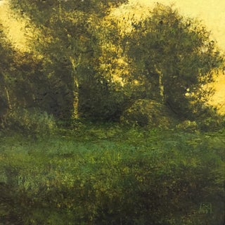 Evening (Ode to H. B. Jones) by Shawn Krueger | Oil on panel Landscape with trees at dusk For Sale