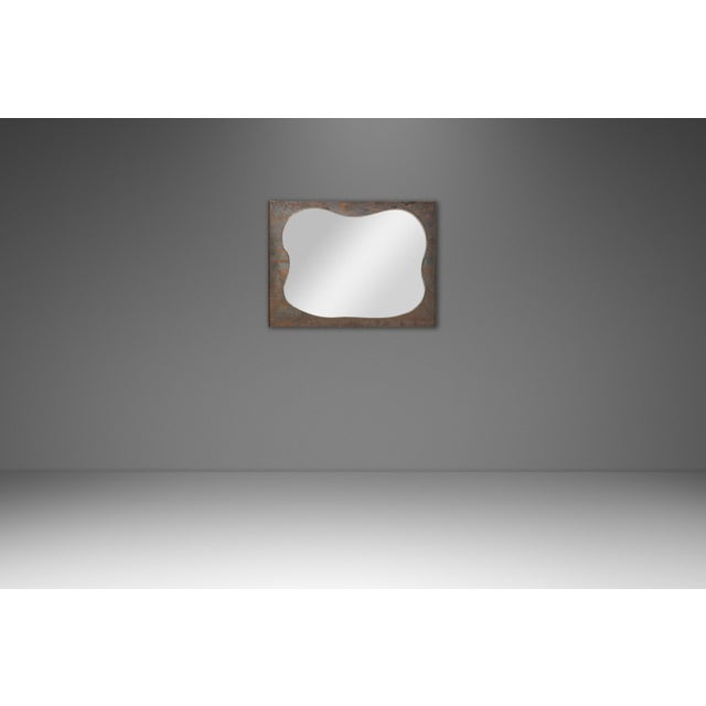 Brutalist Industrial Mirror Cut From Raw Patinaed Architectural Steel by Mark Leblanc for Leblanc Studios, Usa, C. 2024 For Sale - Image 4 of 17