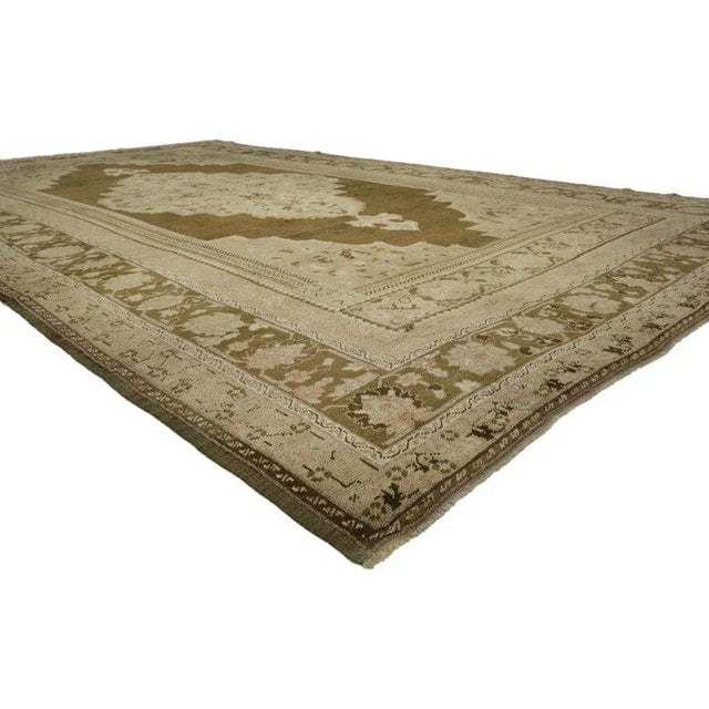 Vintage Turkish Oushak rug with Warm Luxury Russian Home Style 07'08 X 13'02. This hand knotted wool vintage Turkish...