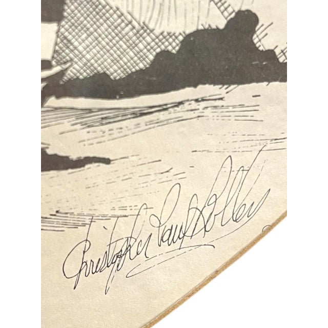 Late 20th Century Signed Nautical Pen-and-Ink Sailing Scene Artwork - Framed Maritime Illustration For Sale - Image 9 of 9