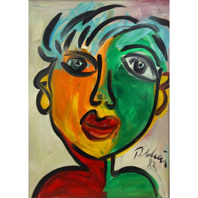 Peter Robert Keil, Portrait of a Woman with Short Hair, 1983, Oil on Board For Sale - Image 17 of 17