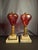 Antique Matched Pair Victorian Cranberry Cut Clear Whale Oil Lamps Glass 1850s For Sale - Image 12 of 16
