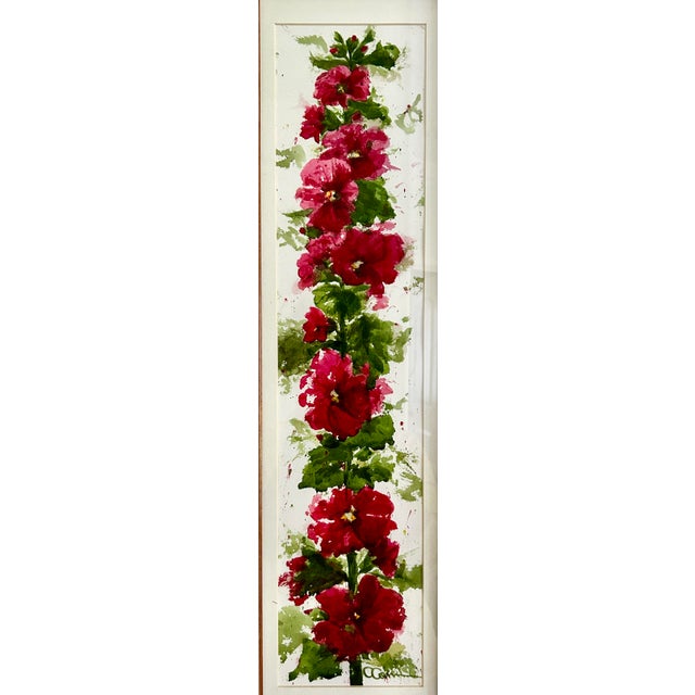 One professional Giclee print of the watercolor painting “Pink Hollyhocks”. Approximately 8 x 24 inches. I grow gorgeous...
