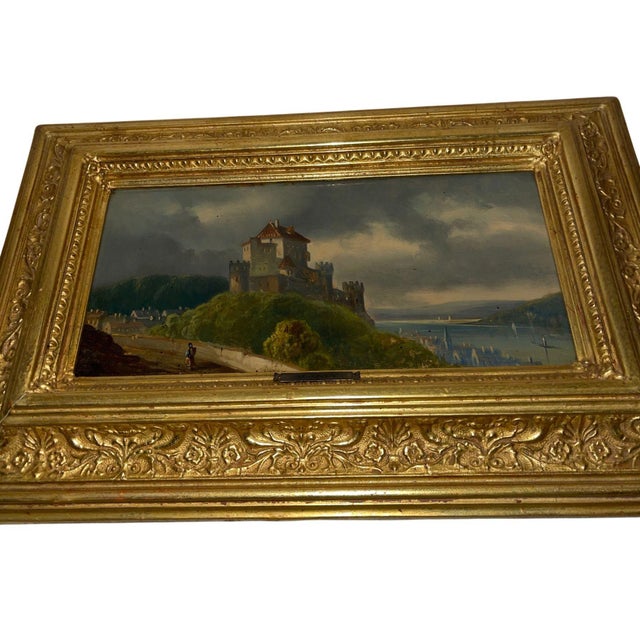 Late 19th Century Pair of European Castle Landscape Paintings by M. Day For Sale - Image 10 of 11