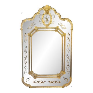 Fine Venetian Gold Etched Glass Mirrors For Sale