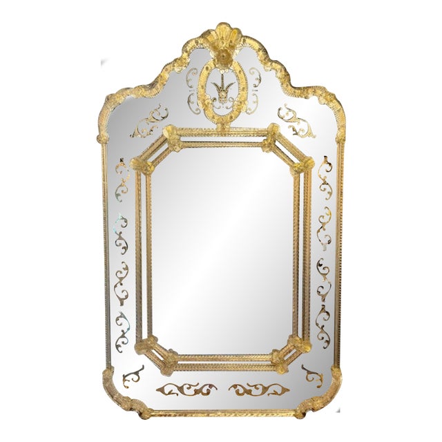 Fine Venetian Gold Etched Glass Mirrors For Sale