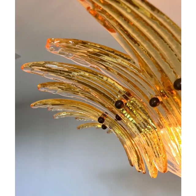 2020s Murano Chandelier Ceiling Light Original Palmette, Amber Glasses and Transparent Glass For Sale - Image 5 of 6