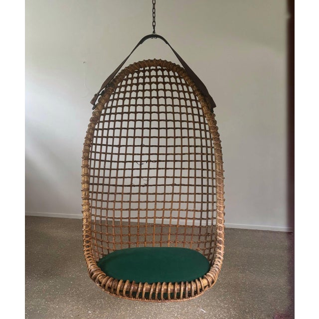 Mid-Century Modern Eureka Hanging Basket Chair by Giovanni Travasa for BBB Bonacina, Italy, 1950s For Sale - Image 3 of 11