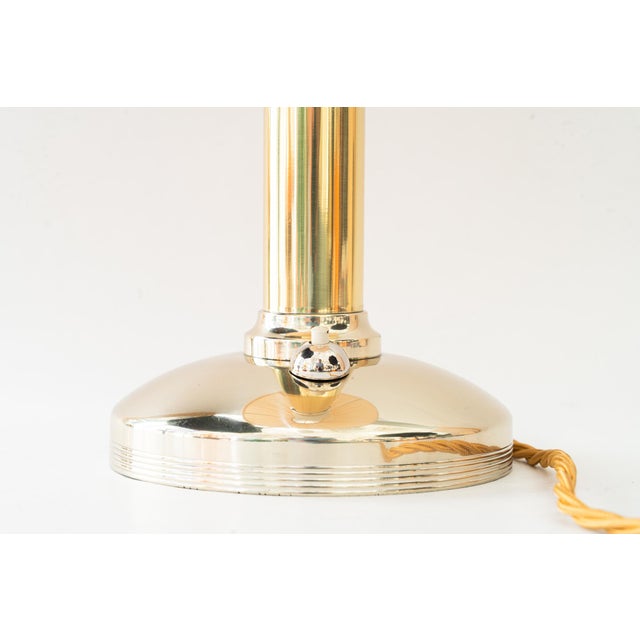 Art Deco Alpaca/Brass Table Lamp with Fabric Shade Vienna, Austria, 1920s For Sale - Image 11 of 18