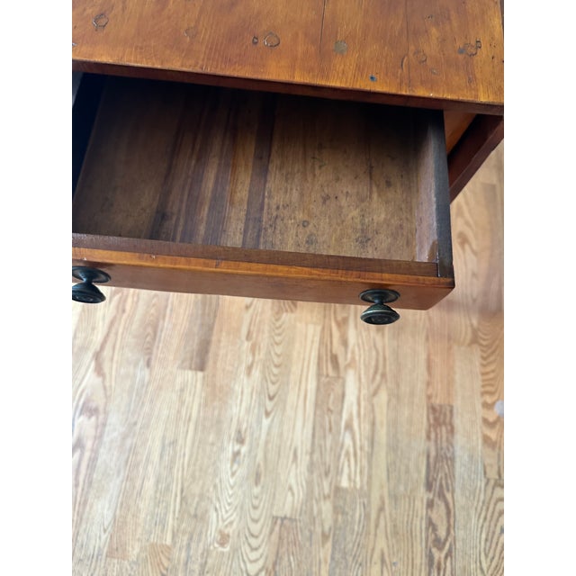 Antique English Hand-Constructed Cherry Drop Leaf Side/Work Table With Bobbin Legs For Sale - Image 11 of 15