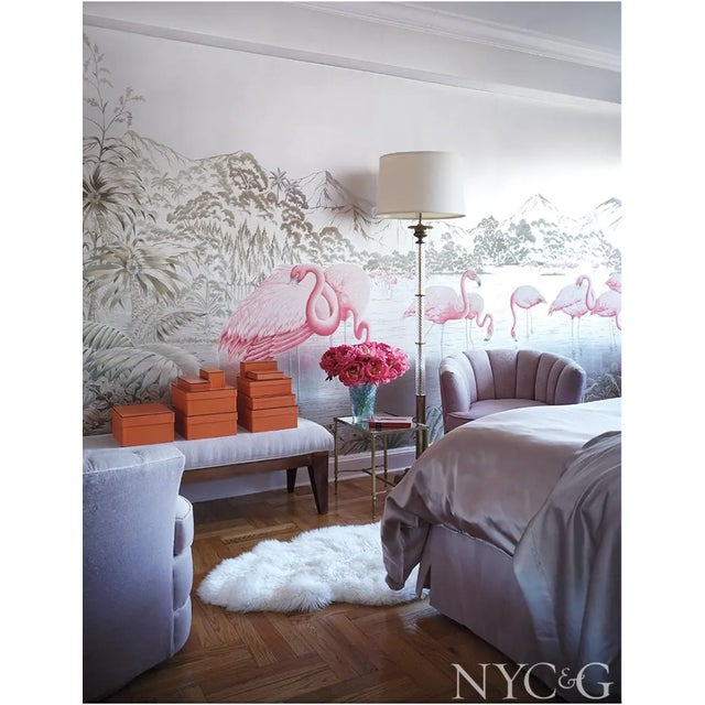 Wood 1950s Matching Pair of Hollywood Regency Channel Back Swivel Chairs For Sale - Image 7 of 7