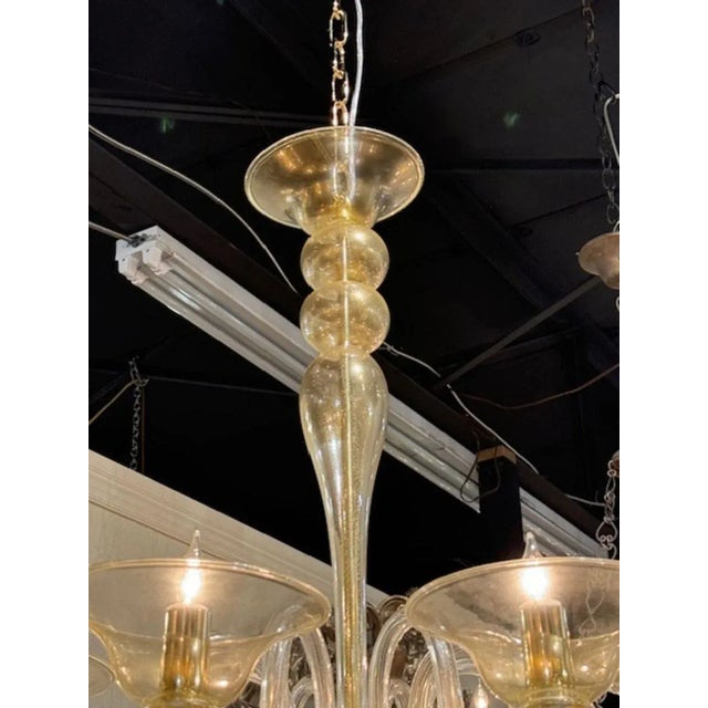 Murano Gold 8-Light Chandelier For Sale - Image 4 of 7