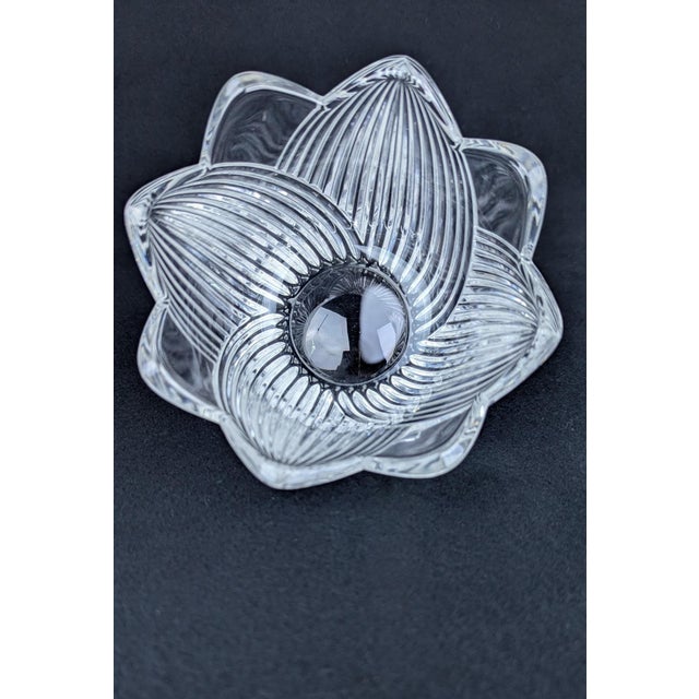 Glass Vintage Mikasa Serving Set - Walther Flower Shaped 5 Section Serving Plate and Silver Crest Dip Set For Sale - Image 7 of 8