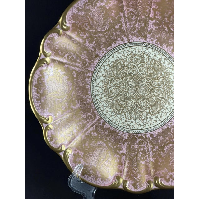 Ceramic Pink Lustre and Gold Rococo Plates, 1930s, Set of 3 For Sale - Image 7 of 12